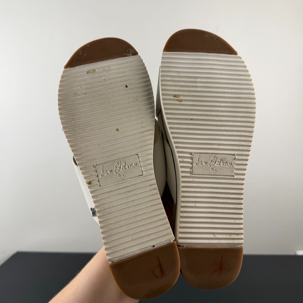 Sam Edelman Audrea Slide Sandals Womens 9.5M White Leather Crisscross Strap - Picture 13 of 15